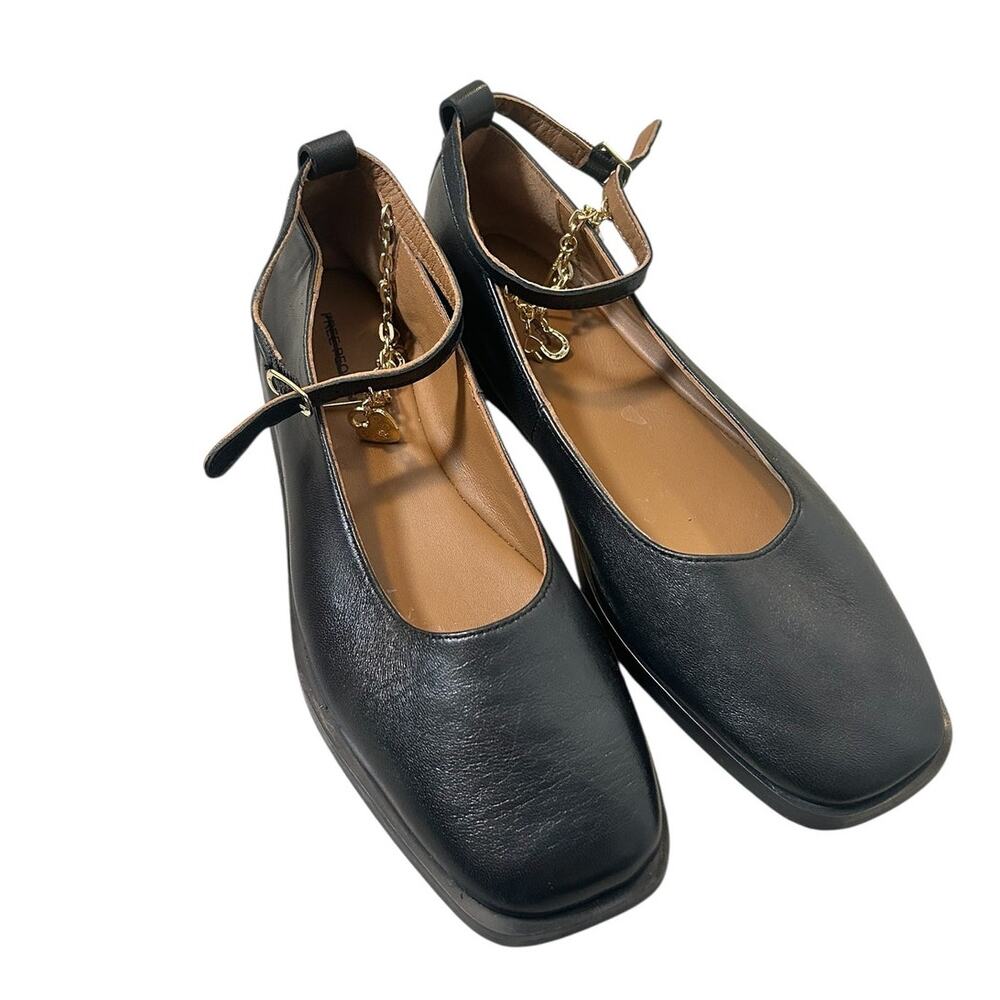 Free People Mystic Treasures Black Leather Charm Ankle Strap Ballet Flats Size 8 - Picture 2 of 6